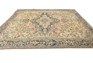 Semi Antique Light Salmon Floral 9'6X10'1 Heriz Persian Rug
