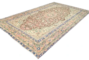 Semi Antique Muted Brown Floral 6X10 Distressed Oriental Rug