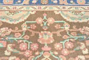 Semi Antique Muted Brown Floral 6X10 Distressed Oriental Rug