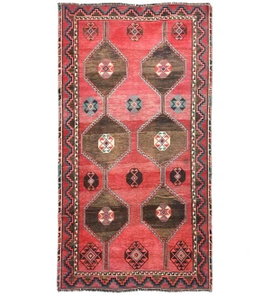 Muted Colors Geometric Tribal 4'5X8'3 Vintage Oriental Rug