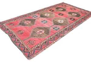 Muted Colors Geometric Tribal 4'5X8'3 Vintage Oriental Rug