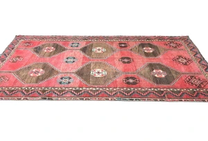 Muted Colors Geometric Tribal 4'5X8'3 Vintage Oriental Rug