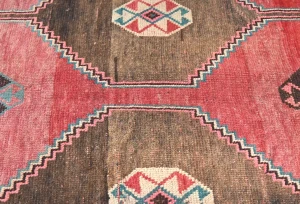 Muted Colors Geometric Tribal 4'5X8'3 Vintage Oriental Rug