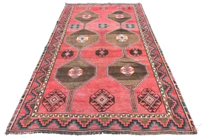 Muted Colors Geometric Tribal 4'5X8'3 Vintage Oriental Rug