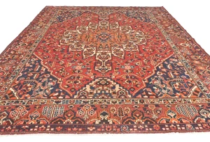 Vintage Scarlet Red Floral 10X12 Bakhtiari Persian Rug
