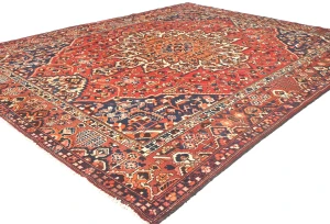 Vintage Scarlet Red Floral 10X12 Bakhtiari Persian Rug