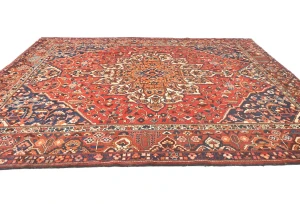Vintage Scarlet Red Floral 10X12 Bakhtiari Persian Rug