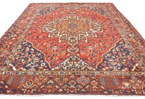 Vintage Scarlet Red Floral 10X12 Bakhtiari Persian Rug