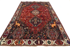 Vintage Red Tribal 6X9 Shiraz Persian Rug
