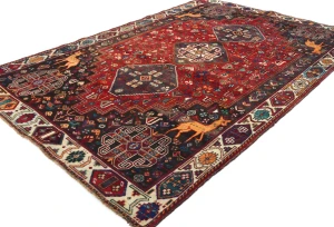 Vintage Red Tribal 6X9 Shiraz Persian Rug