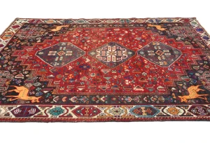 Vintage Red Tribal 6X9 Shiraz Persian Rug