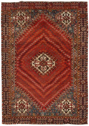 Semi Antique Red Tribal 6'8X9'6 Shiraz Persian Rug
