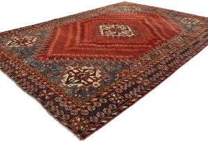 Semi Antique Red Tribal 6'8X9'6 Shiraz Persian Rug