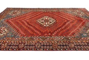 Semi Antique Red Tribal 6'8X9'6 Shiraz Persian Rug
