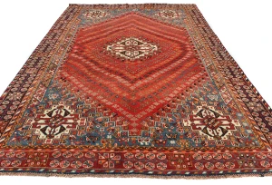 Semi Antique Red Tribal 6'8X9'6 Shiraz Persian Rug