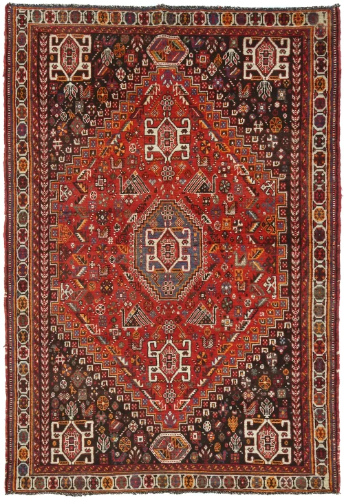 Semi Antique Red Tribal 5'9X8'5 Shiraz Persian Rug
