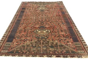 Semi Antique Red Tribal 5'6X8'0 Shiraz Persian Rug