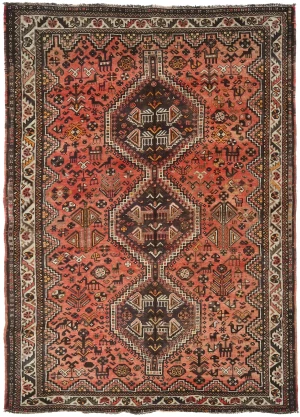 Semi Antique Muted Colors Tribal 5'6X7'6 Shiraz Persian Rug