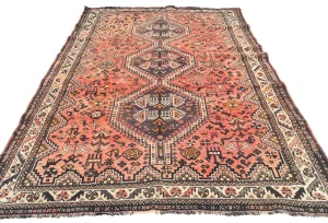 Semi Antique Muted Colors Tribal 5'6X7'6 Shiraz Persian Rug