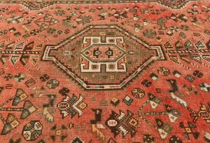Vintage Muted Red Tribal Geometric 5X8 Shiraz Persian Rug