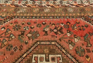 Vintage Muted Red Tribal Geometric 5X8 Shiraz Persian Rug
