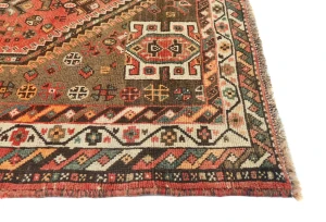 Vintage Muted Red Tribal Geometric 5X8 Shiraz Persian Rug