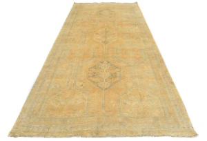 Vintage Muted Beige Tribal 5X9 Shiraz Persian Runner Rug