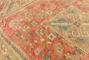 Vintage Muted Red Tribal Geometric 6x9 Shiraz Persian Rug
