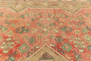 Vintage Muted Red Tribal Geometric 6x9 Shiraz Persian Rug