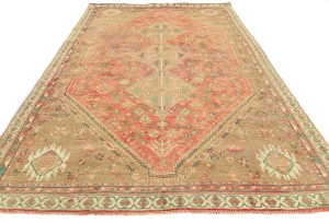 Vintage Muted Red Tribal Geometric 6x9 Shiraz Persian Rug