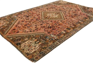Vintage Bittersweet Red Tribal Geometric 5X8 Shiraz Persian Rug