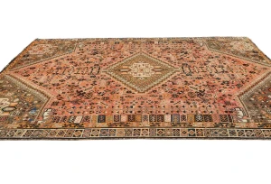 Vintage Bittersweet Red Tribal Geometric 5X8 Shiraz Persian Rug