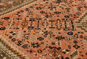 Vintage Bittersweet Red Tribal Geometric 5X8 Shiraz Persian Rug