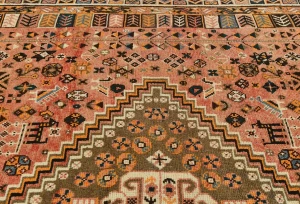 Vintage Bittersweet Red Tribal Geometric 5X8 Shiraz Persian Rug