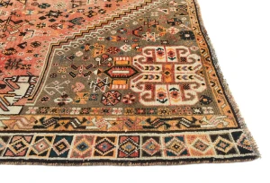 Vintage Bittersweet Red Tribal Geometric 5X8 Shiraz Persian Rug