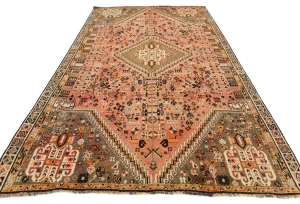 Vintage Bittersweet Red Tribal Geometric 5X8 Shiraz Persian Rug