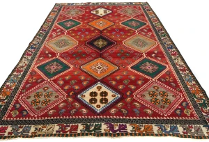 Vintage Red Tribal Geometric 6x9 Shiraz Persian Rug