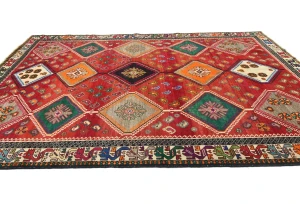 Vintage Red Tribal Geometric 6x9 Shiraz Persian Rug