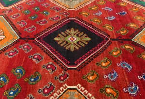 Vintage Red Tribal Geometric 6x9 Shiraz Persian Rug
