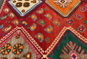 Vintage Red Tribal Geometric 6x9 Shiraz Persian Rug