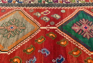 Vintage Red Tribal Geometric 6x9 Shiraz Persian Rug
