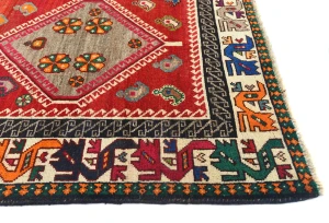Vintage Red Tribal Geometric 6x9 Shiraz Persian Rug