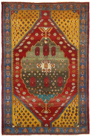 Vintage Red Tribal Geometric 5X8 Shiraz Persian Rug