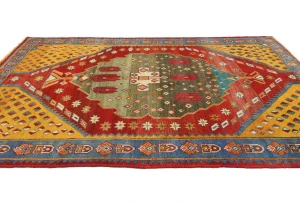 Vintage Red Tribal Geometric 5X8 Shiraz Persian Rug