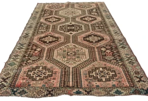 Semi Antique Dark Brown Tribal 5X8 Shiraz Persian Rug