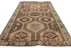Semi Antique Dark Brown Tribal 5X8 Shiraz Persian Rug
