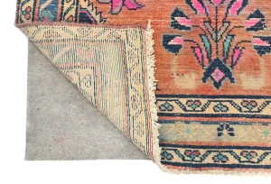 Vintage Muted Salmon Tribal 3'6X14'8 Meshkin Persian Runner Rug