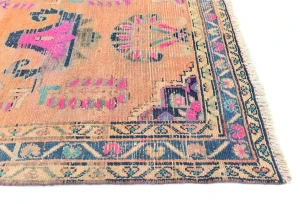 Vintage Muted Salmon Tribal 3'6X14'8 Meshkin Persian Runner Rug