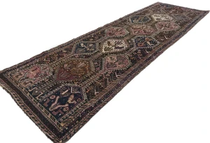 Semi Antique Dark Brown Tribal 3X11 Shiraz Persian Runner Rug