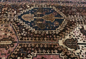 Semi Antique Dark Brown Tribal 3X11 Shiraz Persian Runner Rug
